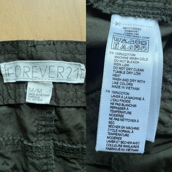 Y2K Army Green Forever 21 Low Rise Utility Booty Shorts Sz M/M Indie Sleaze Dune - Picture 7 of 7